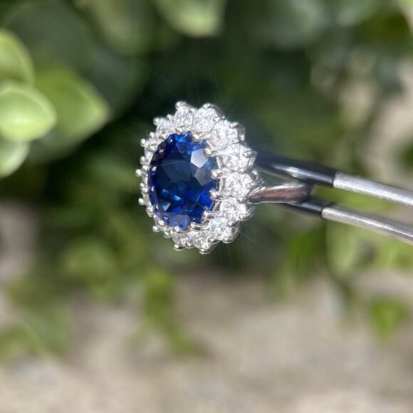 Stunning 925 Silver Sapphire/Cz Ring - Picture 5 of 9